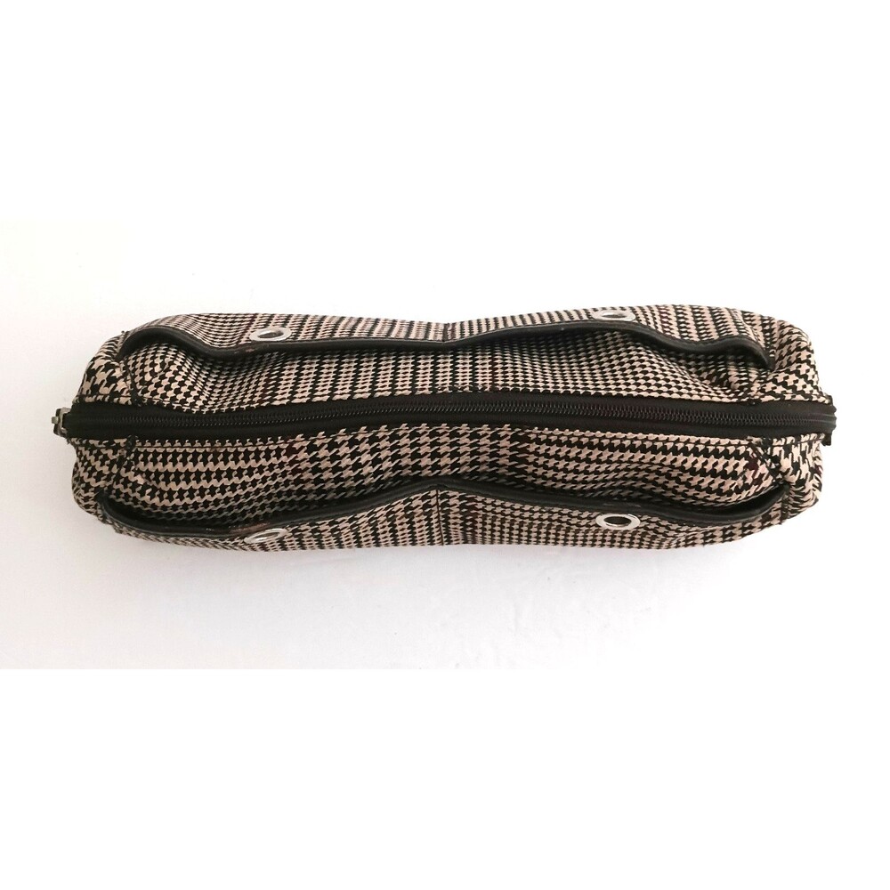 Lauren Ralph Lauren Brown Houndstooth Plaid Toiletry/Cosmetic Travel Bag 12X4X5 - Picture 9 of 12